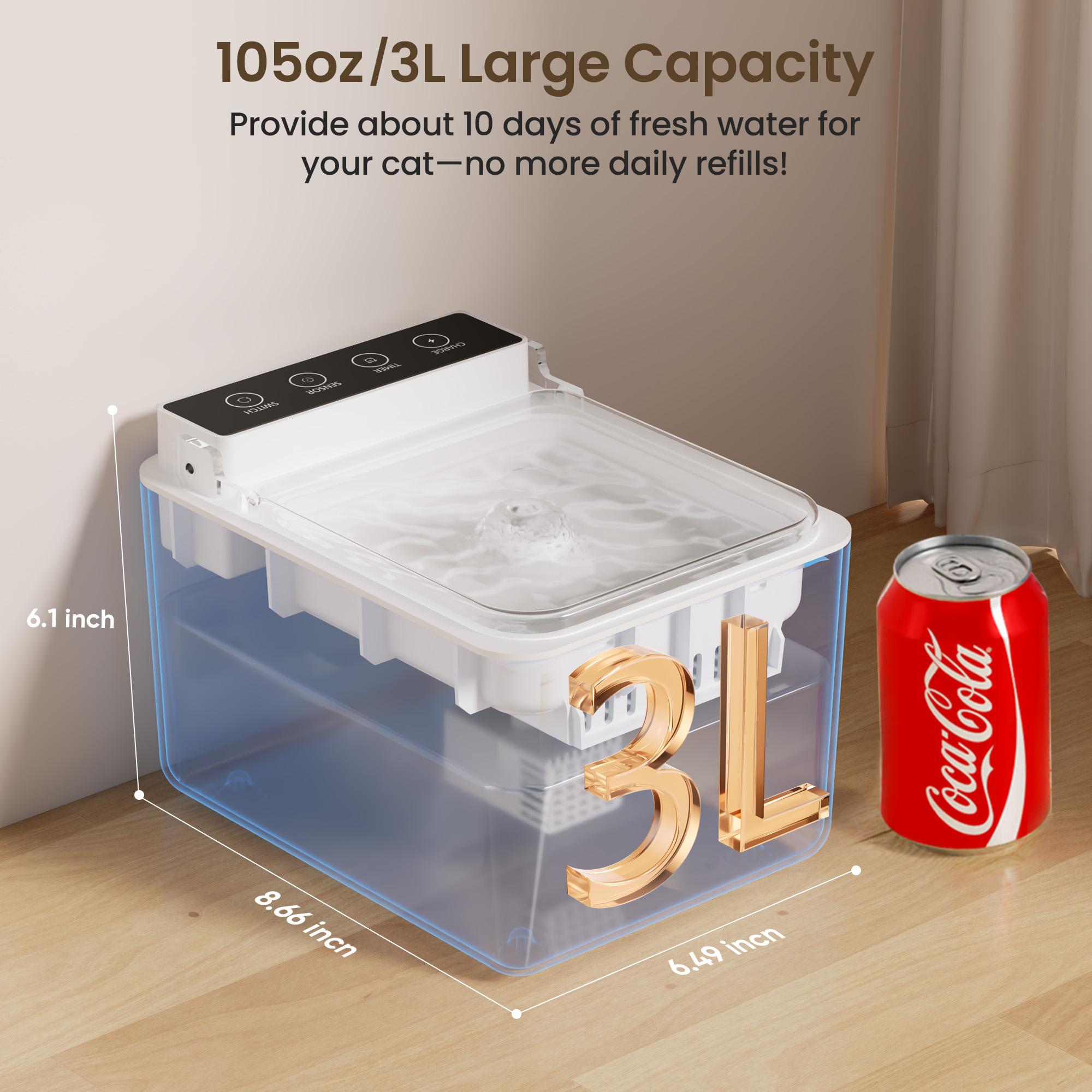 Wireless Charging Battery Driven 304 Stainless Steel Cat Automatic Induction Pet Water Fountain