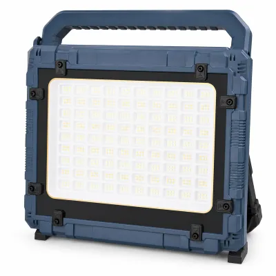 Solar Powered Rechargeable Battery Display Power Bank Function LED Work Light W8110 3 Blue Portable