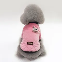 Autumn And Winter Casual Warm Plaid Jacket Small Dog - Pink - View 1