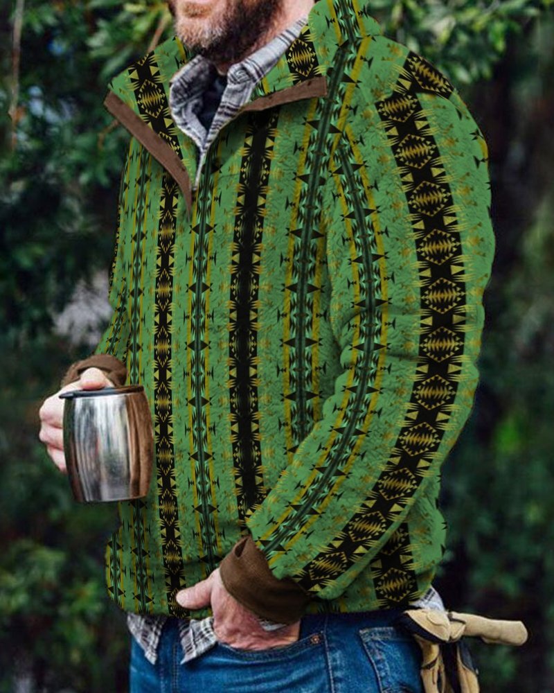 Autumn And Winter Casual Button Pocket Flannel Plush Men's Sweater