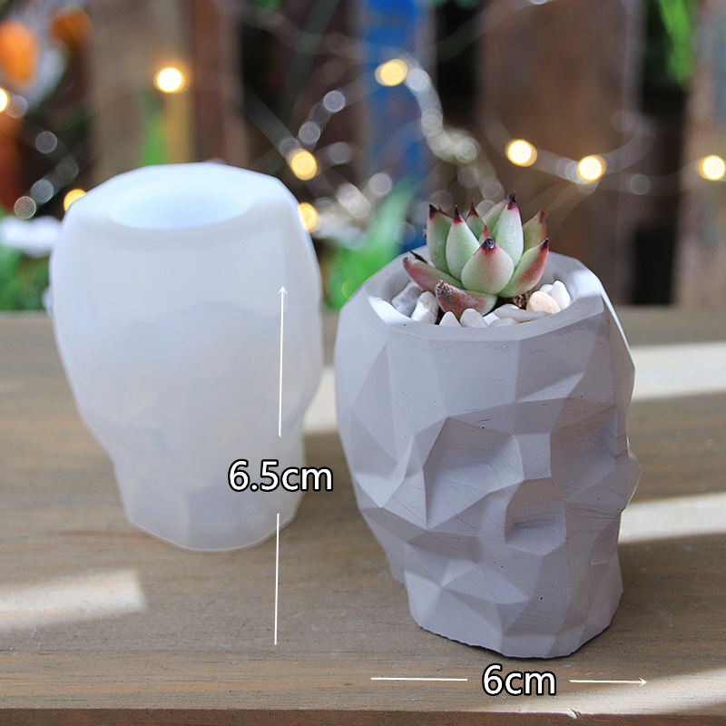Epoxy storage box ornament mould (faceted skull mould)