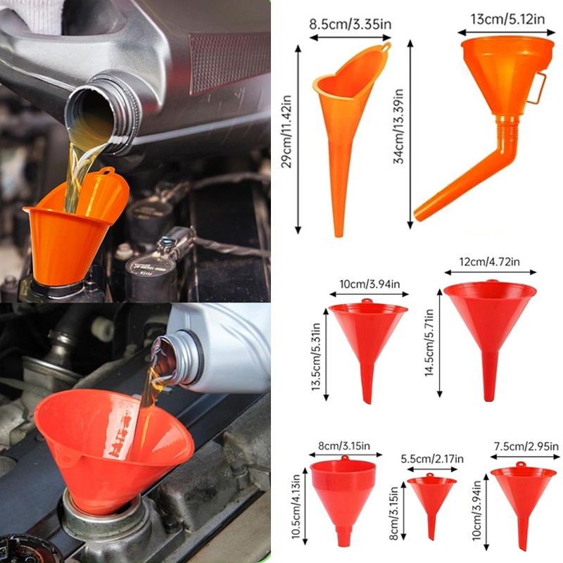10 Pcs Fuel Funnels Set Plastic Neck Oil With Detachable Spout&Filter