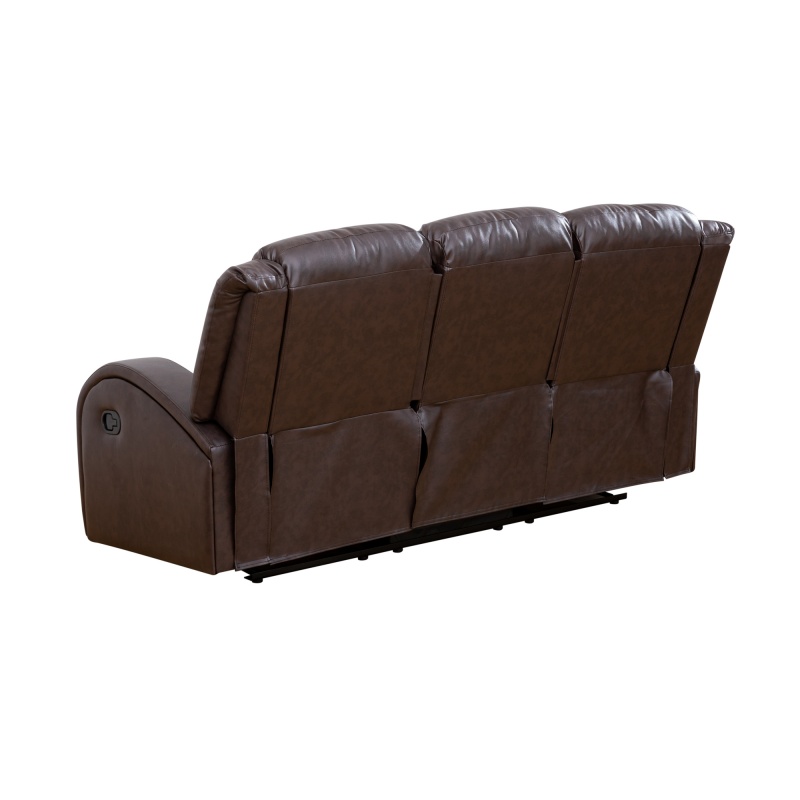 Pickup Only--Brown Faux Synthetic Leather 3-Piece Couch Living Room Sofa Set