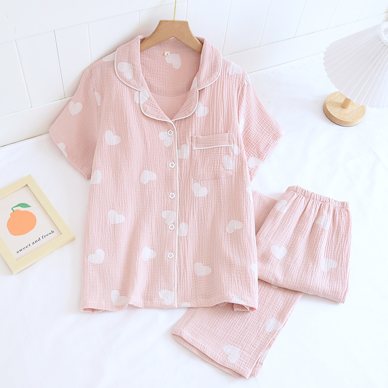 Title 6, Womens Short Sleeved Long Pants Cotton Pajama Set