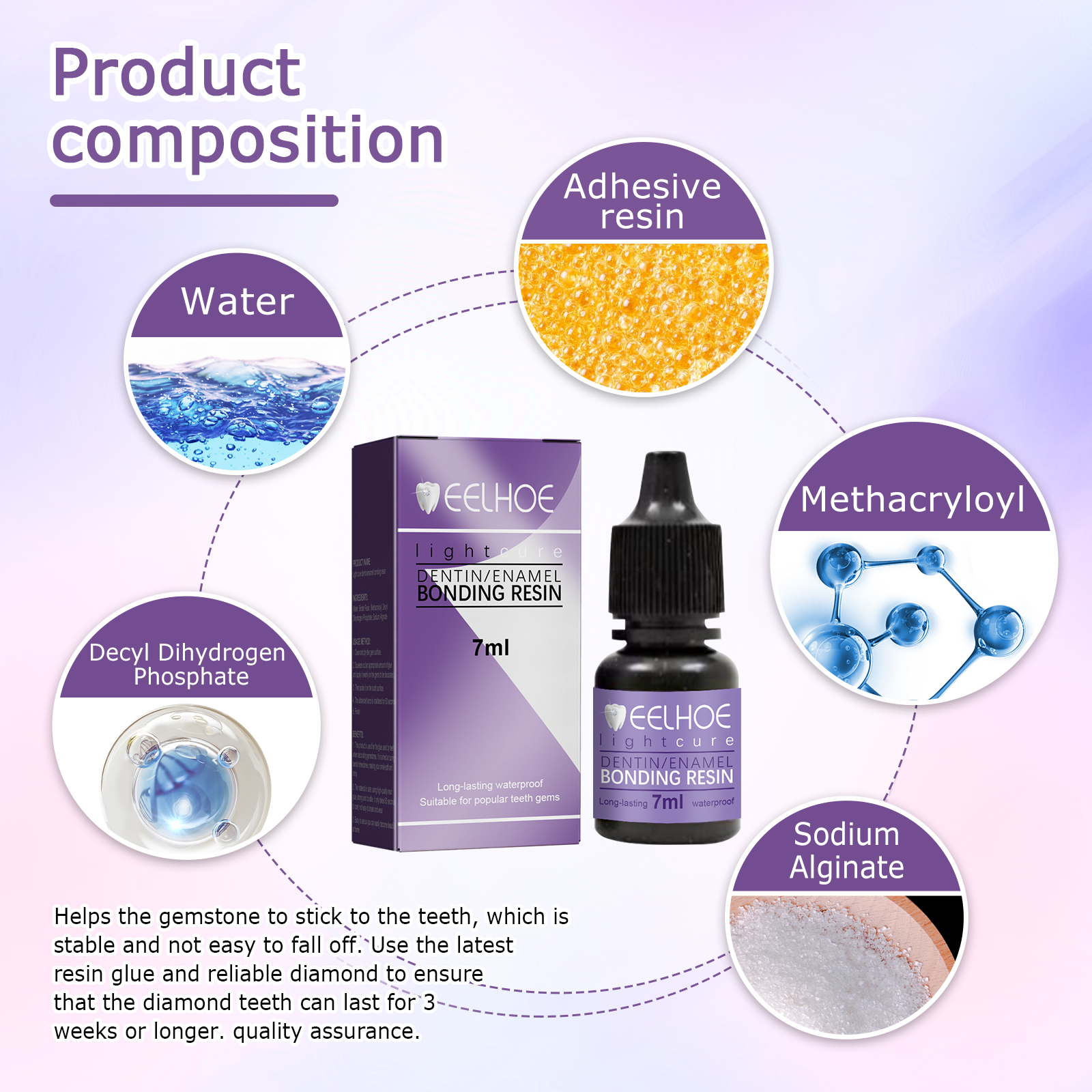 EELHOE Tooth Gem Decorative Glue, DIY Fashionable Jewelry Bonding Teeth Gems Light Cured Adhesive Glue image 5