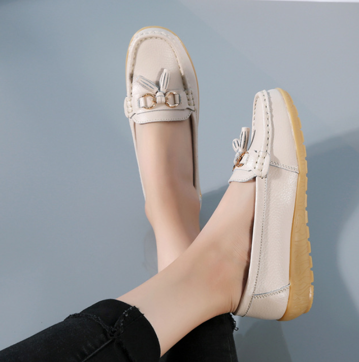 Two-layer Genuine Leather Middle-aged And Elderly Peas Shoes