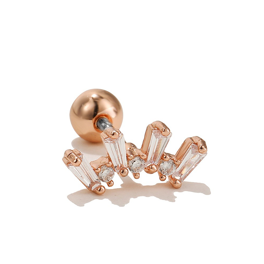 Fashion Micro set Zircon Moon Earrings Stainless Steel Rod Screw Ball Egd0411 Rose Gold - Shop at LoveMi