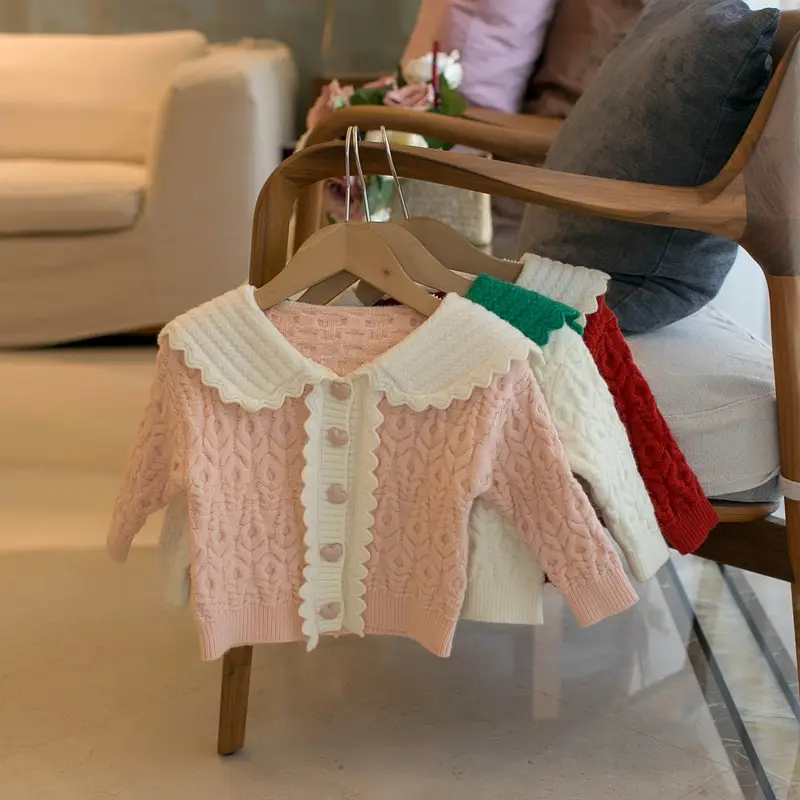 Girls' Korean Style Lapel Cardigan Sweater