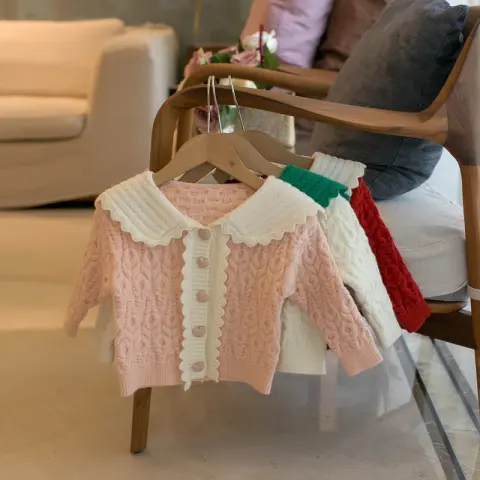 Girls' Korean Style Lapel Cardigan Sweater