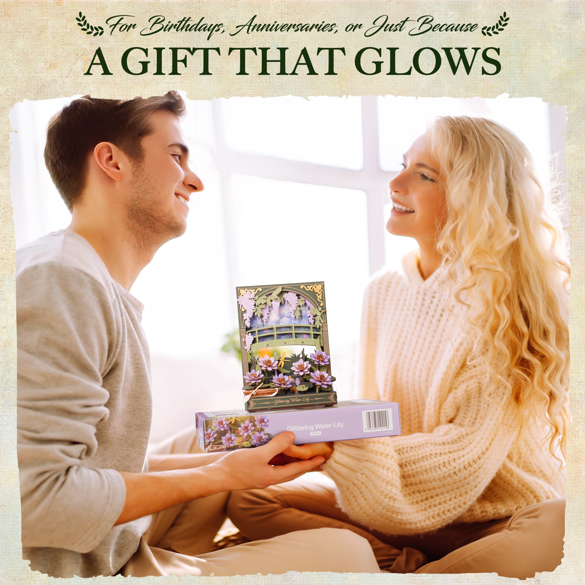 ROWOOD 3D Wooden Flower Puzzle - Flower Model With LED Lights,Desktop And Wall Display,Decorative Holiday And Birthday Gift, Artistic Flower DIY Kit For Adults And Teens