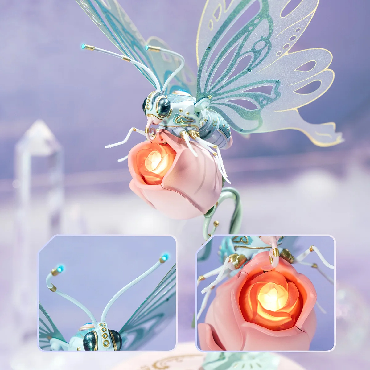 Starry Blue Mechanical Butterfly 3D Puzzle Kit. ROKR 3D Puzzle Adult, DIY wooden model kit. Children 14 and older, toys. Tabletop decoration, furniture decoration, birthday, Christmas gifts. Product Features: ROKR Mechanical Species Butterfly: Explore the