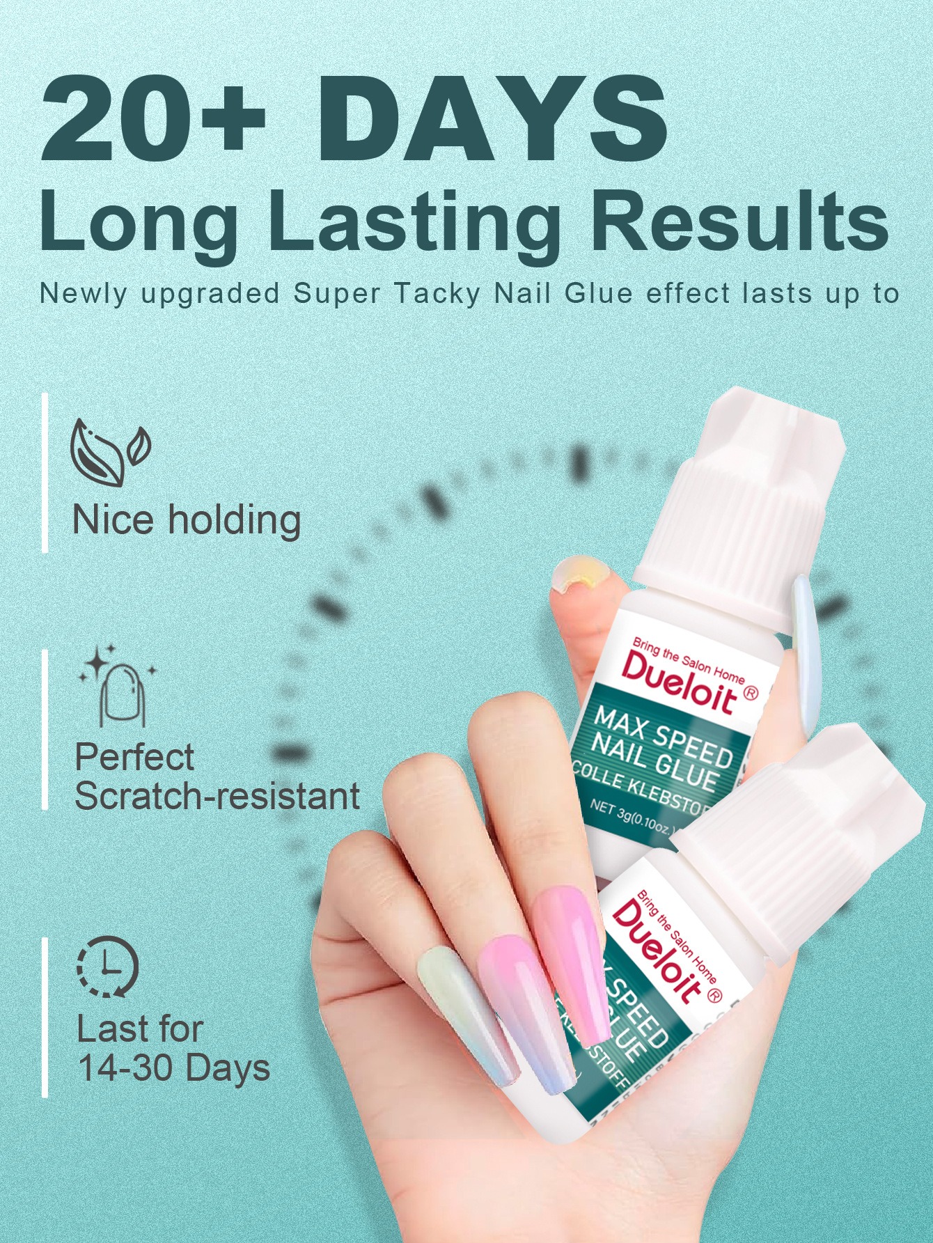 Nail Adhesive For Decorative Accessories - No-Cure Formula Quick-Drying Specialized Glue For Nail Salons Strong Bonding Glue For Artificial Nails 3