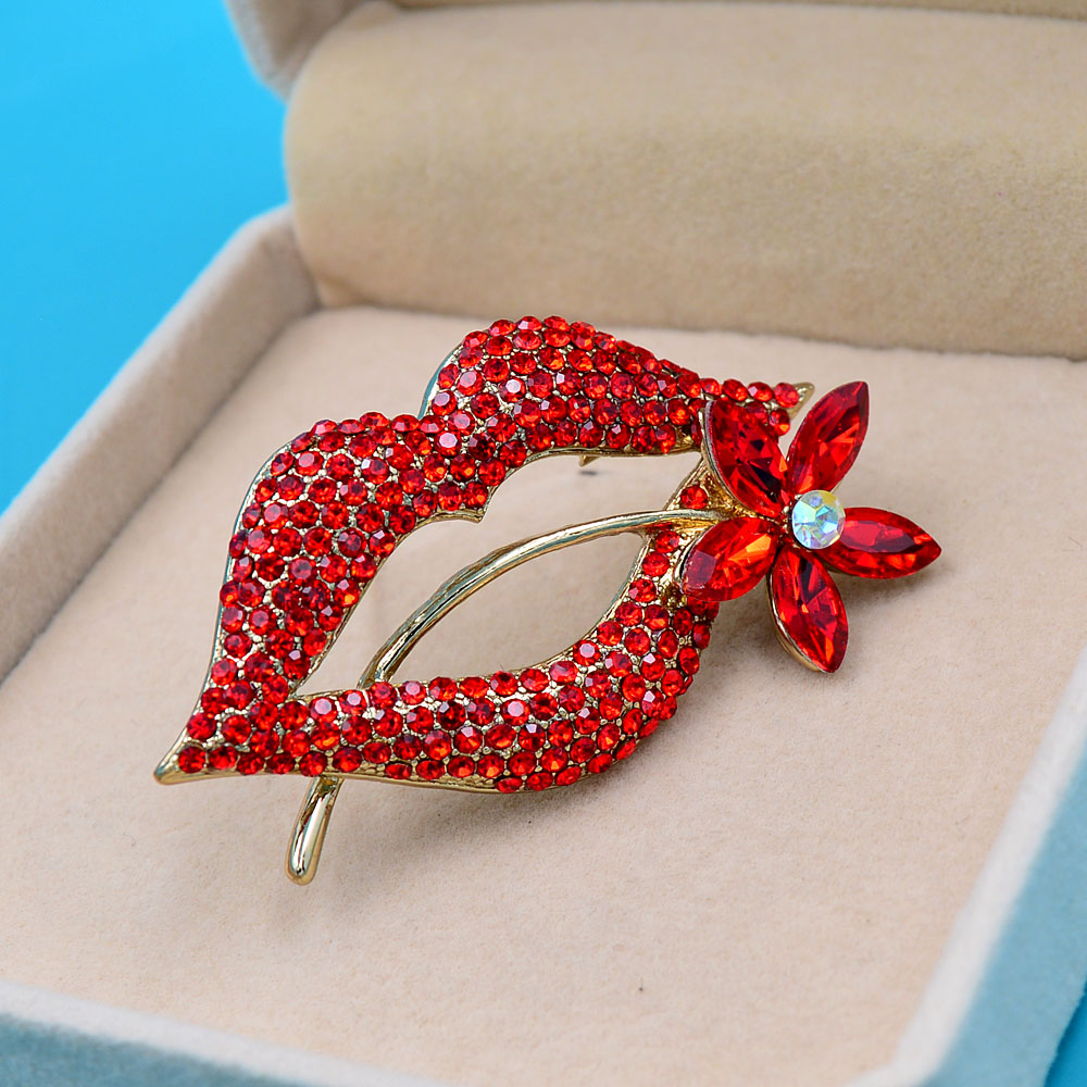 Title 2, Sexy Temptation Red Lips Brooch for Womens Clo...