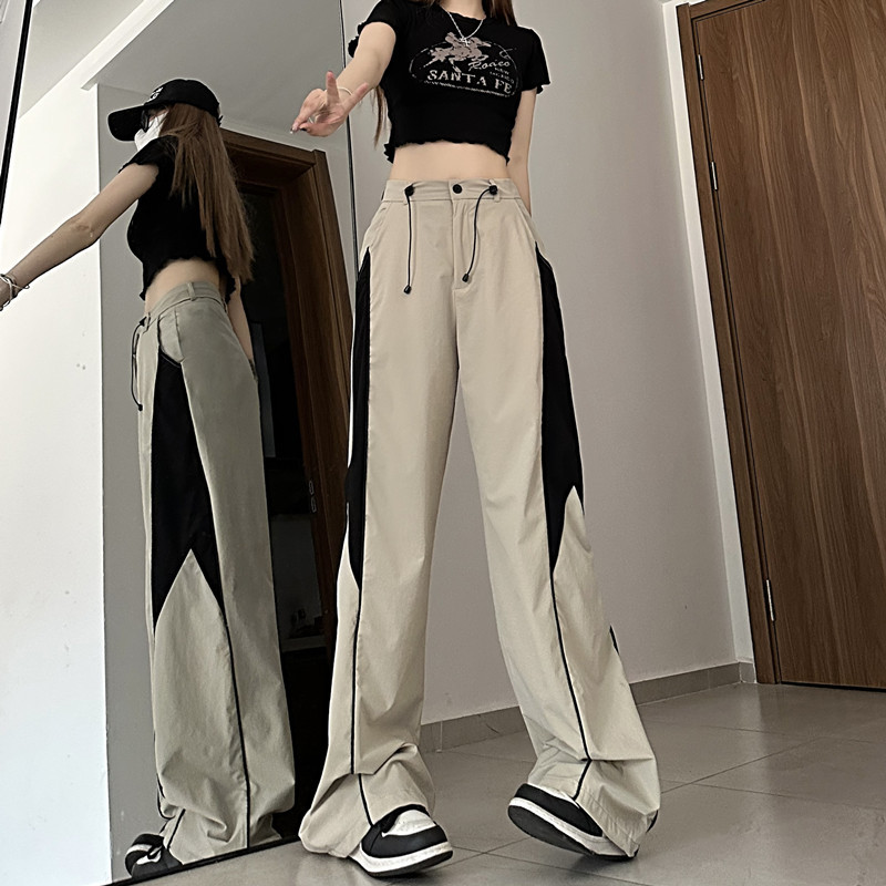 Title 2, Retro Wide-leg Pants for Women, Loose Fit, Draw...