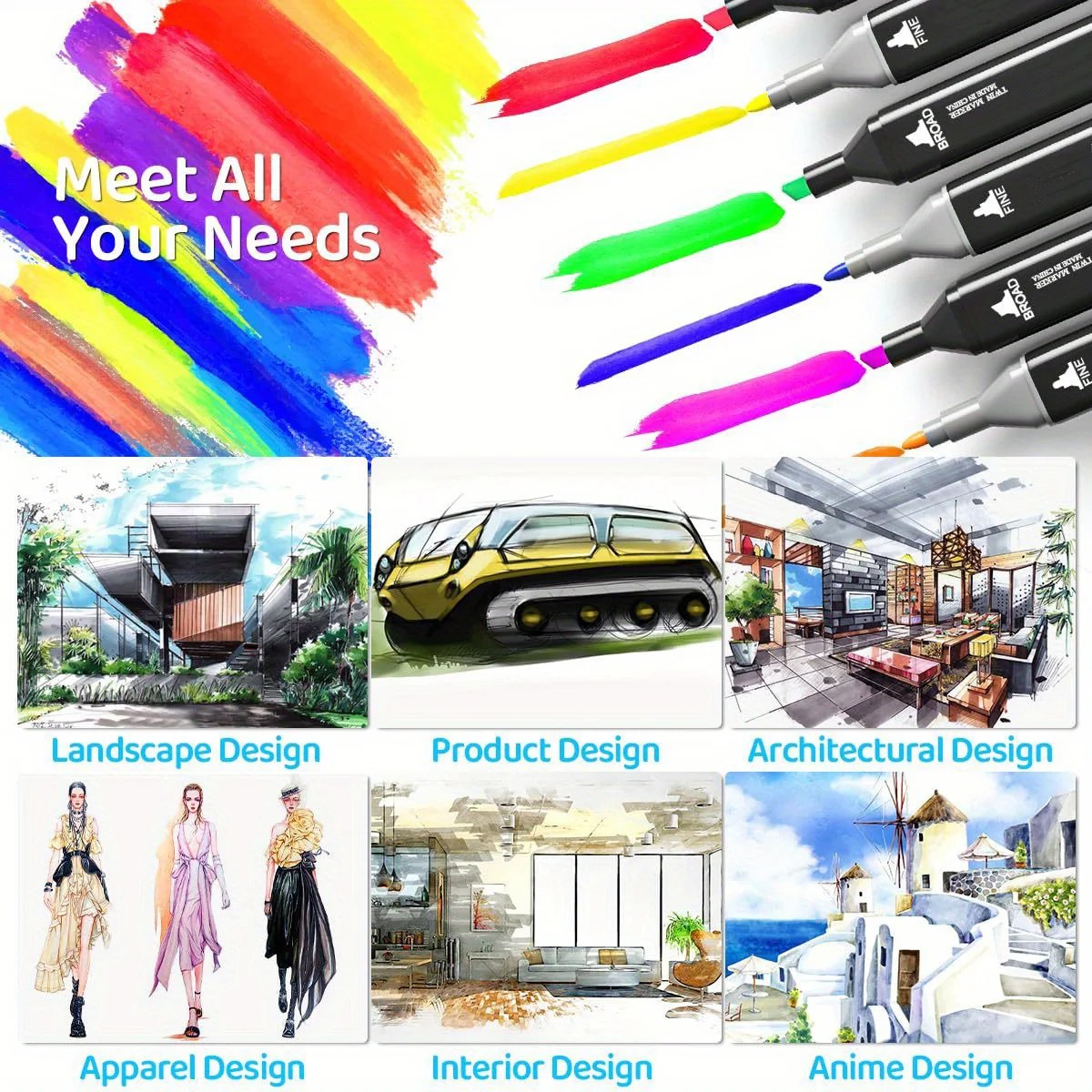 262 Color Dual-Tip Marker Set Quick-Dry Sketching Markers For Painting Drawing — image 10