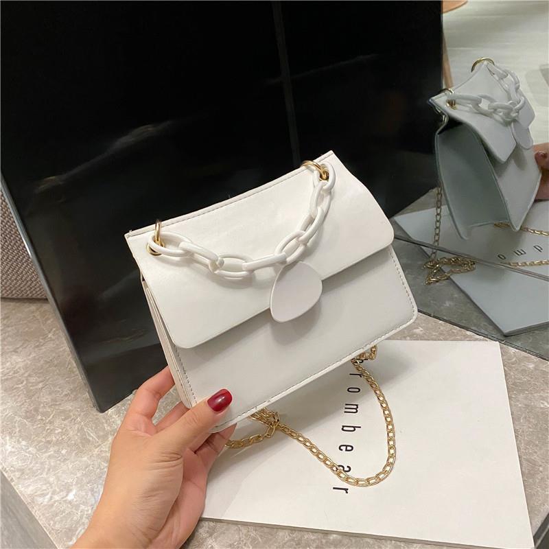 European And American Style PU Handbag Pure Color Chain