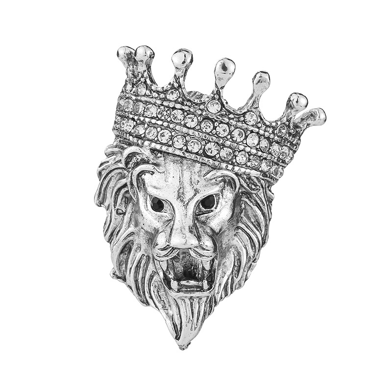 Title 1, Aggressive Lion Head Inlaid With Diamond Pin