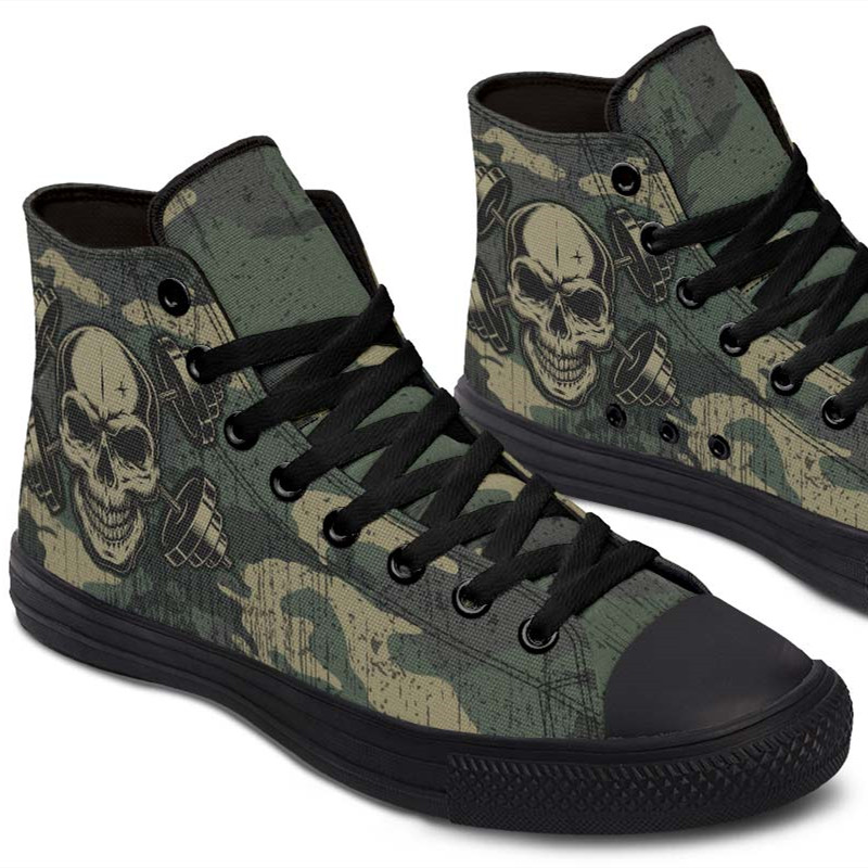 Men's And Women's Fashion Color Printing High-top Canvas Shoes