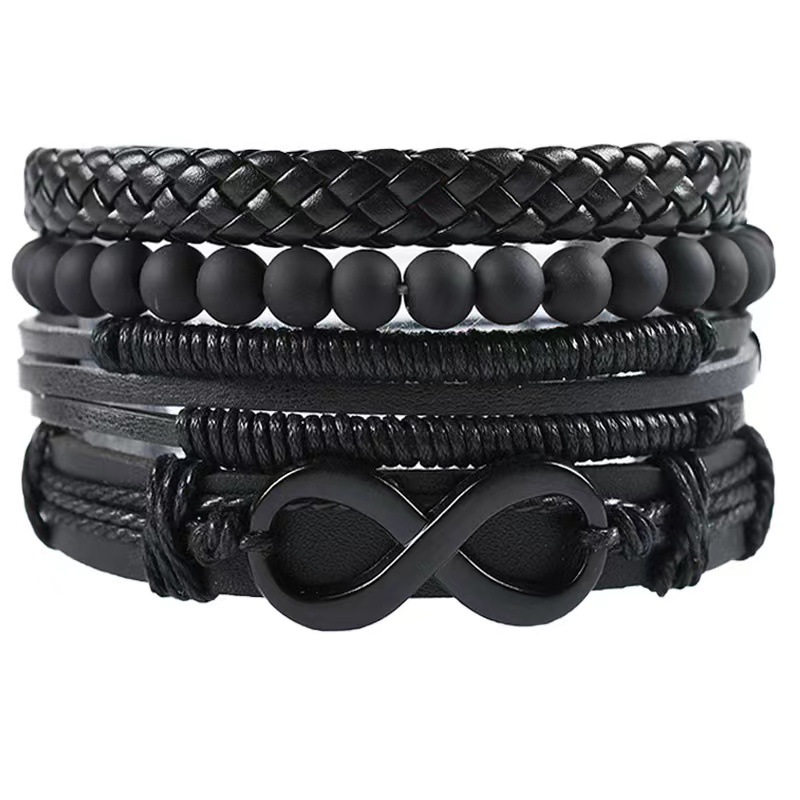 Title 2, Four-piece Clip Knitting Bracelet Leather