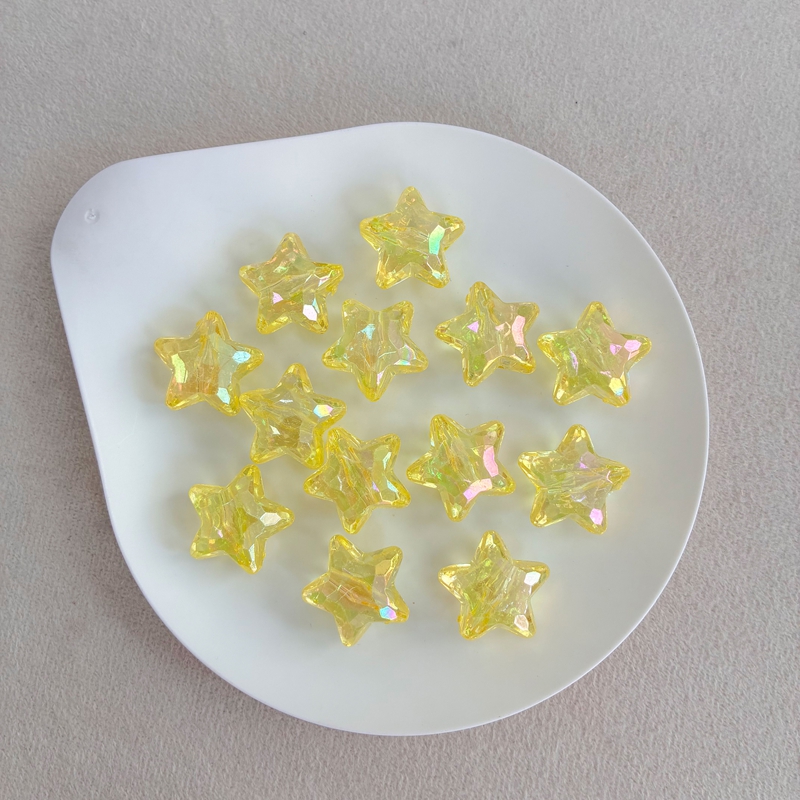Iridescent Star Acrylic Beads, Transparent AB Coated Five-Pointed Star Charms With Straight Hole For DIY Jewelry Making, Bracelets, Necklaces & Keychains, Mixed