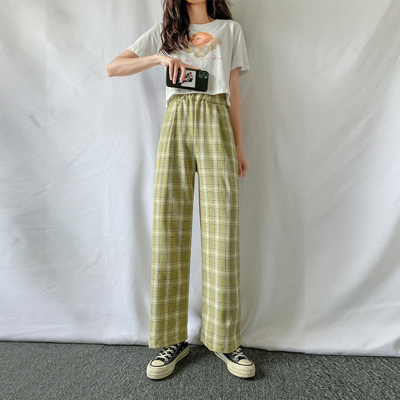 Title 8, Plaid Wide Leg Pants Women Casual Pants