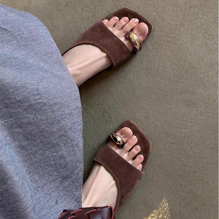 Suede Toe-Loop Slide Sandals, picture 4 of 4