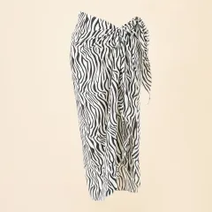 Leopard Beach Resort Chiffon Print Tie-Dye Tie Beach Wrap Dress - Zebra - View 1