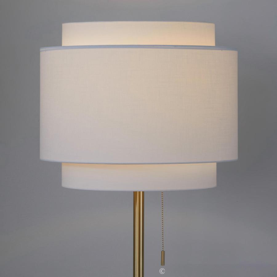 Tier 64inch Contemporary Metal Floor Lamp In Gold Metal With Off-White Linen Shade
