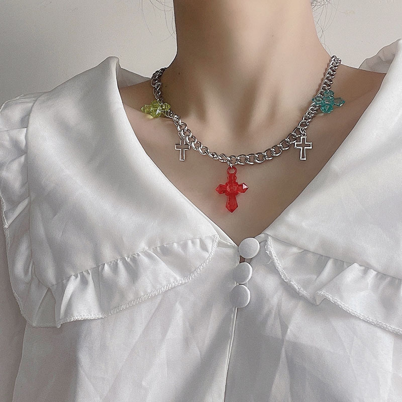 Hip Hop Harajuku Style Cross Pendant Sweater Chain