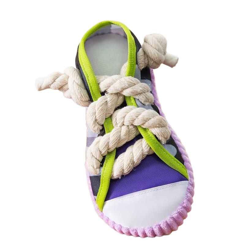 Dog Toys Shoes Pet Cotton Rope Slippers Sound Making Toys Teeth Cleaning Built-in BB Airbag Round Ball Bell Various