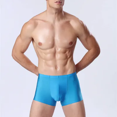 Men's Ice Silk Solid Color Boxer Shorts