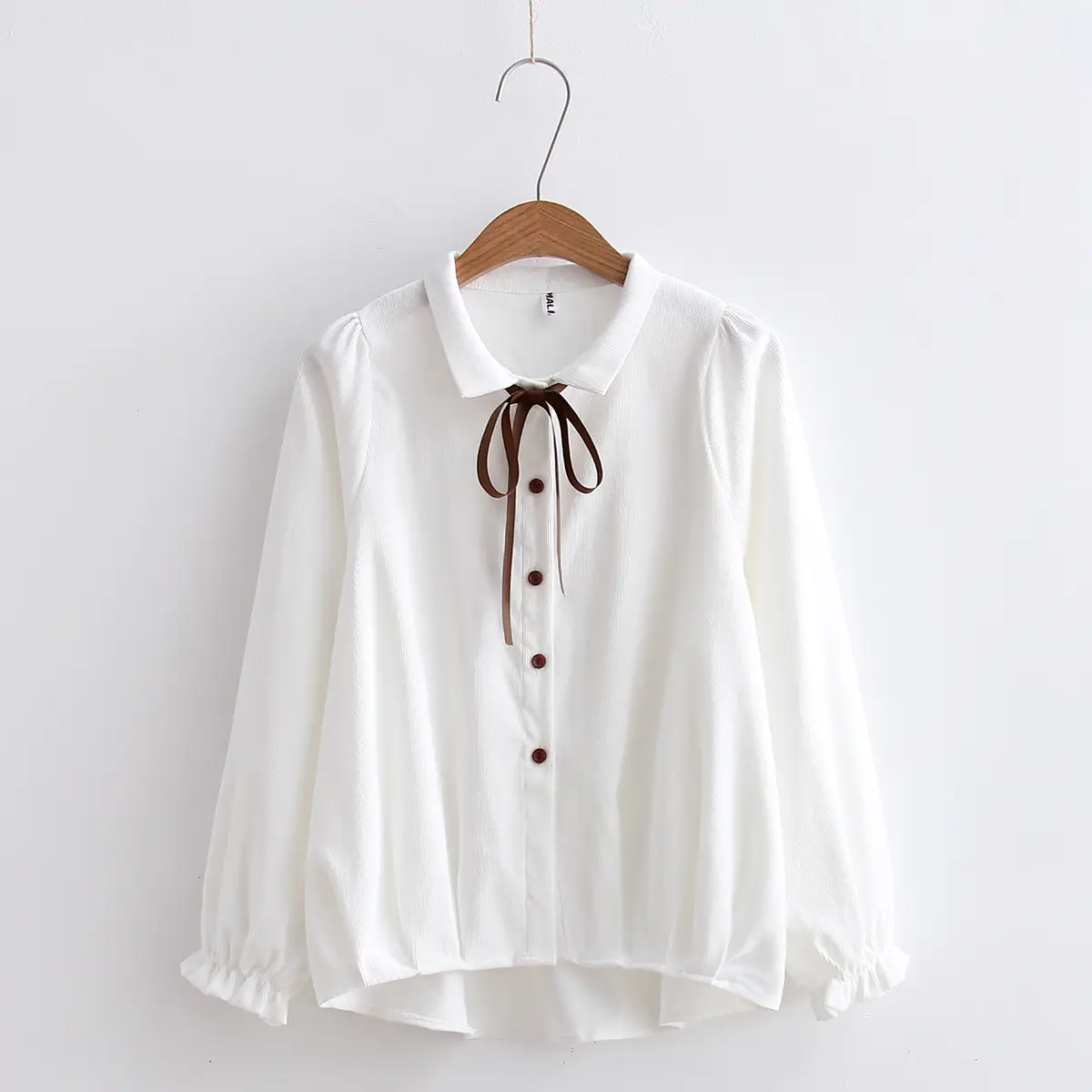 Corduroy Lace-up Long-sleeved Shirt