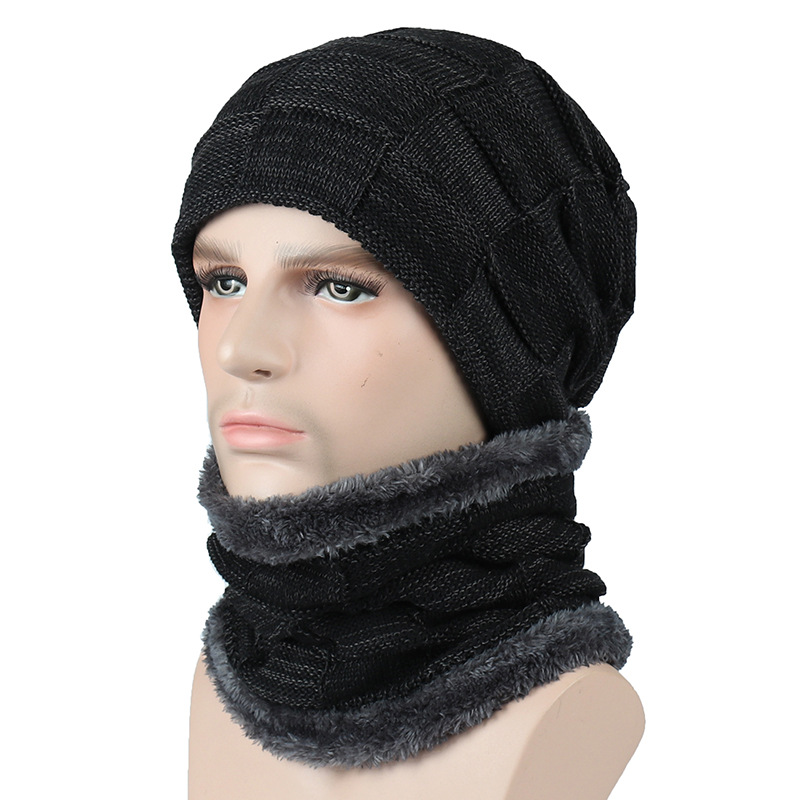Autumn And Winter New Men's Square Plaid Fleece Beanie Hat — foto 4