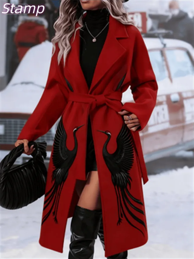 Fashionable Casual Long Coat Red2 - Shop at LoveMi