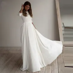 Long Temperament Commute Slim-fit Banquet Wedding Evening Dress - White - View 1