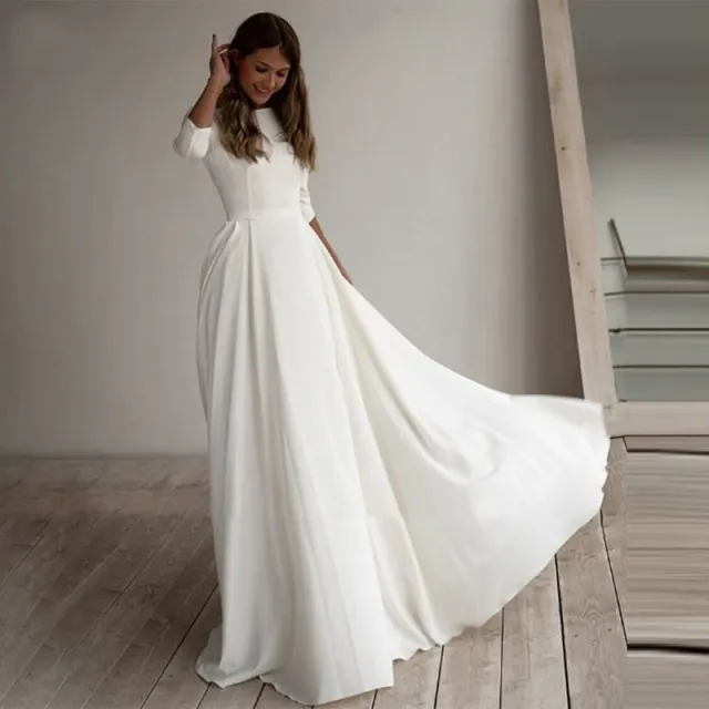 Long Temperament Commute Slim fit Banquet Wedding Evening Dress White - Shop at LoveMi