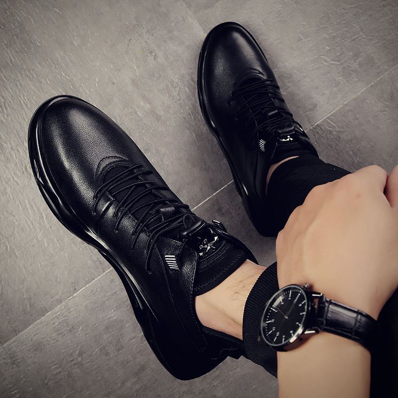 Men's High Top British Style Versatile Casual Leather Shoes