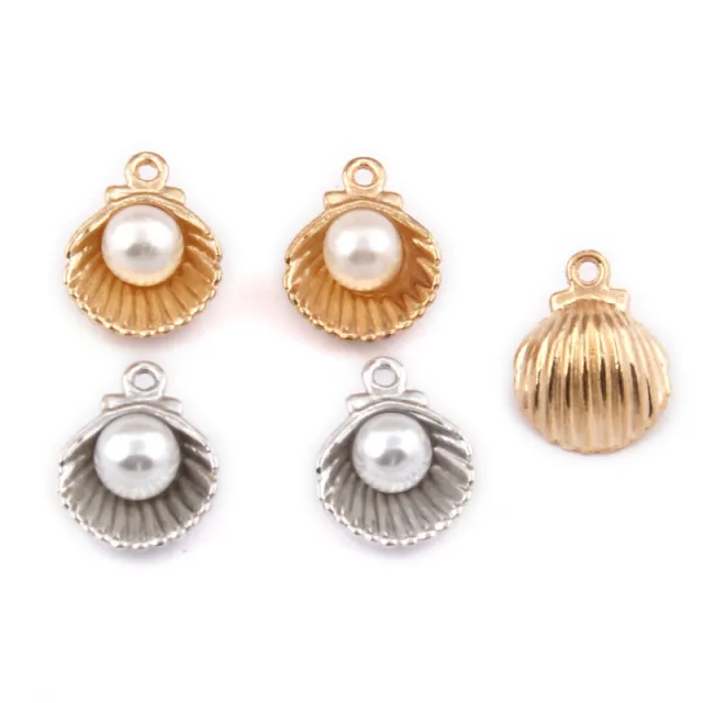 Inlaid ABS Imitation Pearl Alloy Shell Small Pendant Diy Jewelry Accessories Gold - Shop at LoveMi