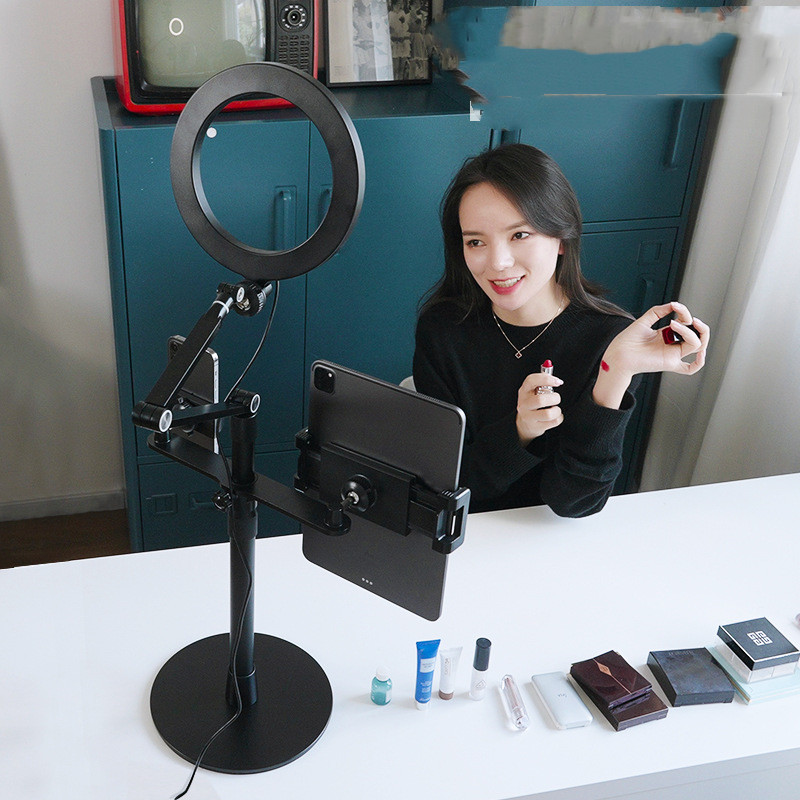 Mobile Phone Tablet Stand Shooting With Fill Light Floor Vertical Folding Rotation - Image 3