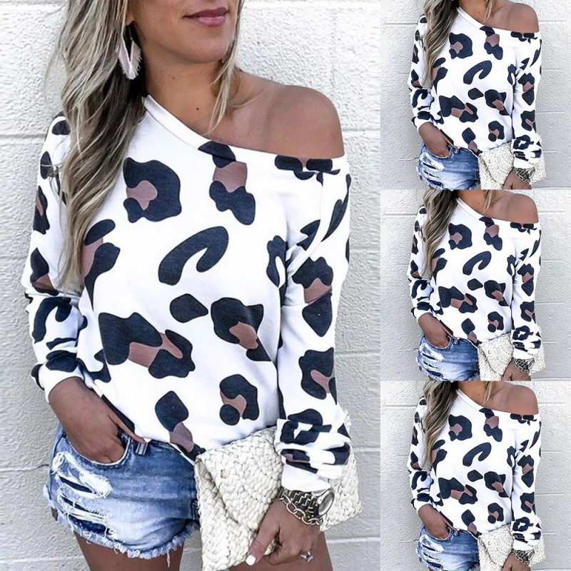 Title 4, Fashion Leopard Print Sexy Long Sleeve Off Shou...