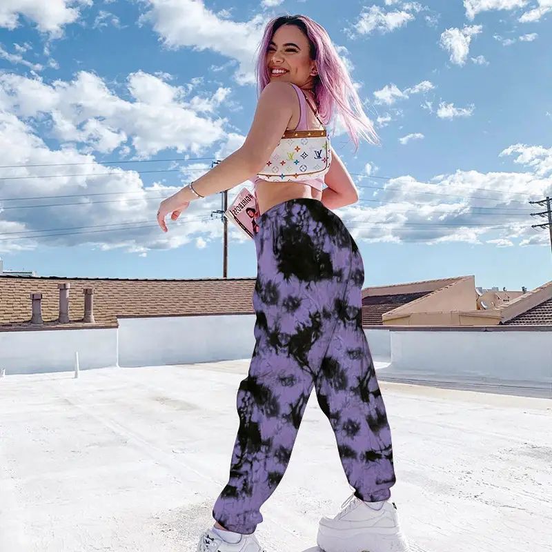 Elastic Tie-dye Rainbow Color Thin Casual Street Shooting Women's Trousers
