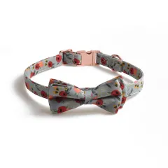 Pet Collar Full Metal Rose Gold Buckle Bow Collar - Greygreen Buckle - View 1