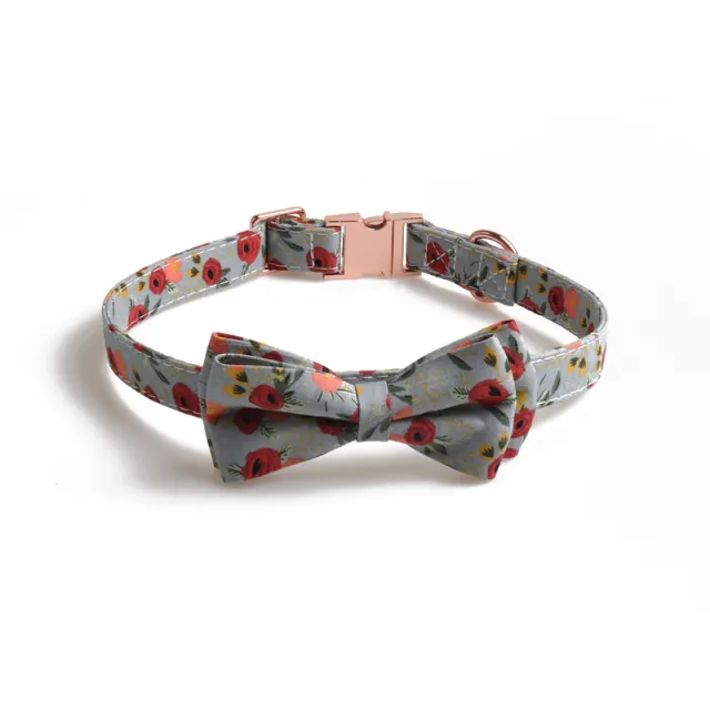 Pet Collar Full Metal Rose Gold Buckle Bow Collar Greygreen Buckle - Shop at LoveMi