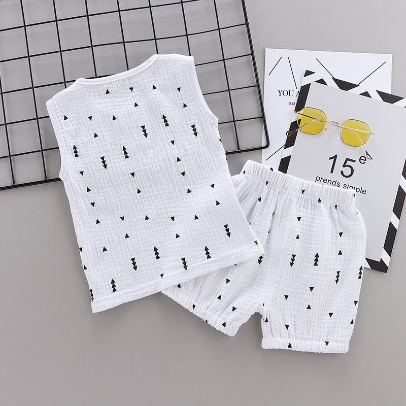 Boys' Solid Color Casual Cotton And Linen Sleeveless Vest T-shirt