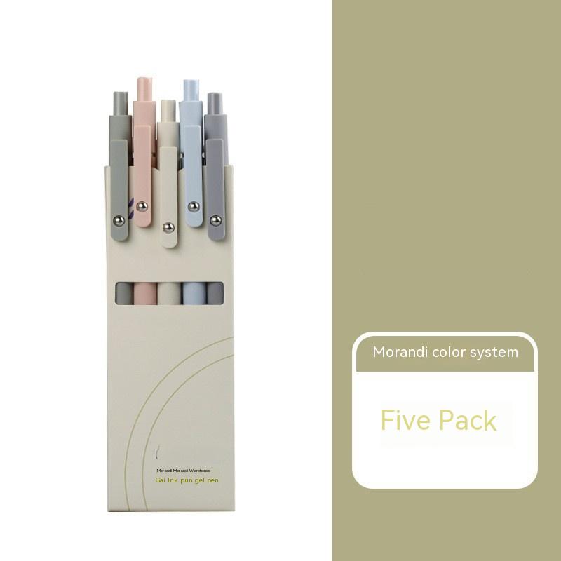 Title 6, Morandi 5 Pieces One Box Set Retro Push Gel Pen