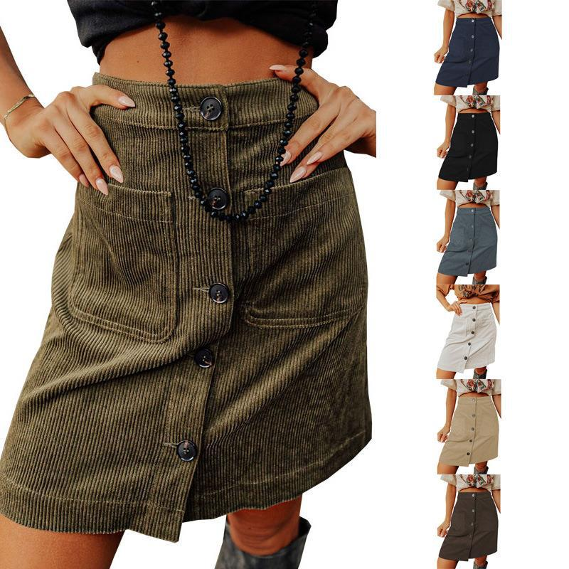 Title 2, Womens High Waist Versatile Corduroy Skirt. Co...