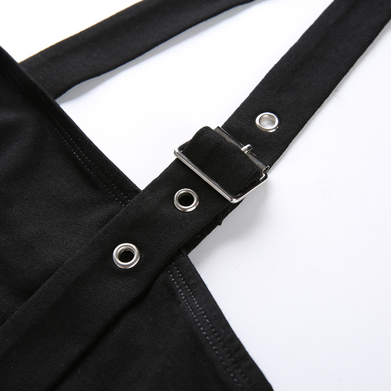 Title 15, One-shoulder metal buckle asymmetrical slim fit...