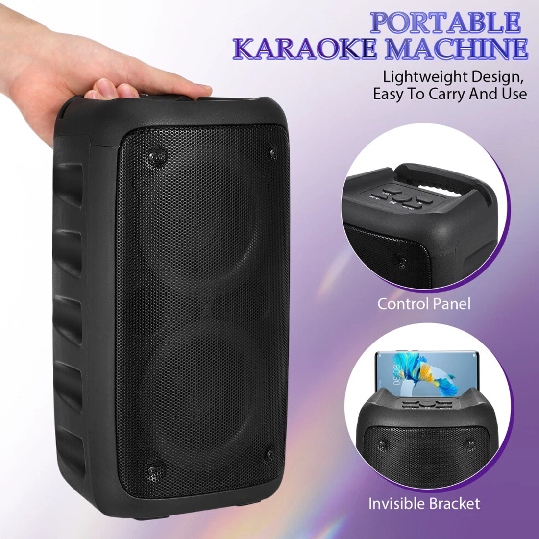 Portable Bluetooth Speaker Sub Woofer Heavy Bass Sound System Party & Mic — image 3
