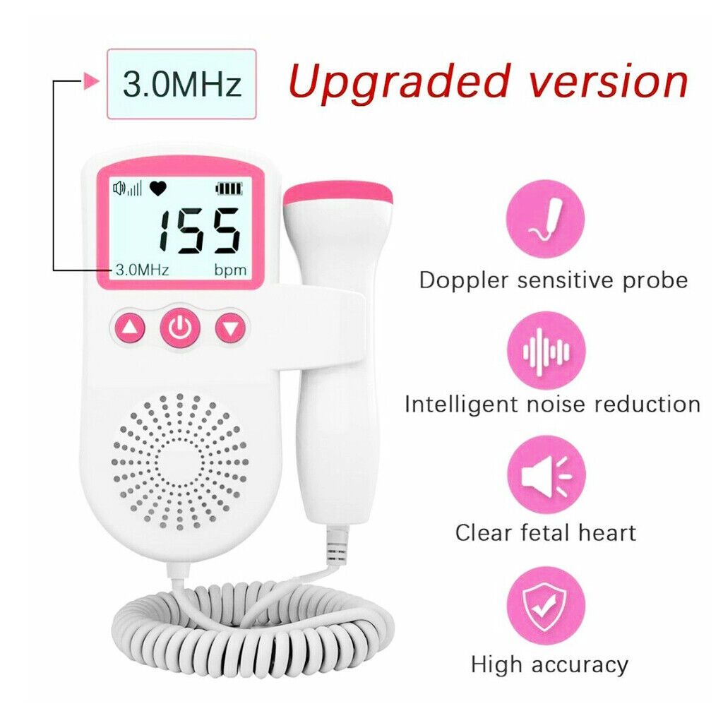 Fetal Doppler Detector Baby Heart Beat Rate Probe Prenatal Monitor Ultrasonic — image 3