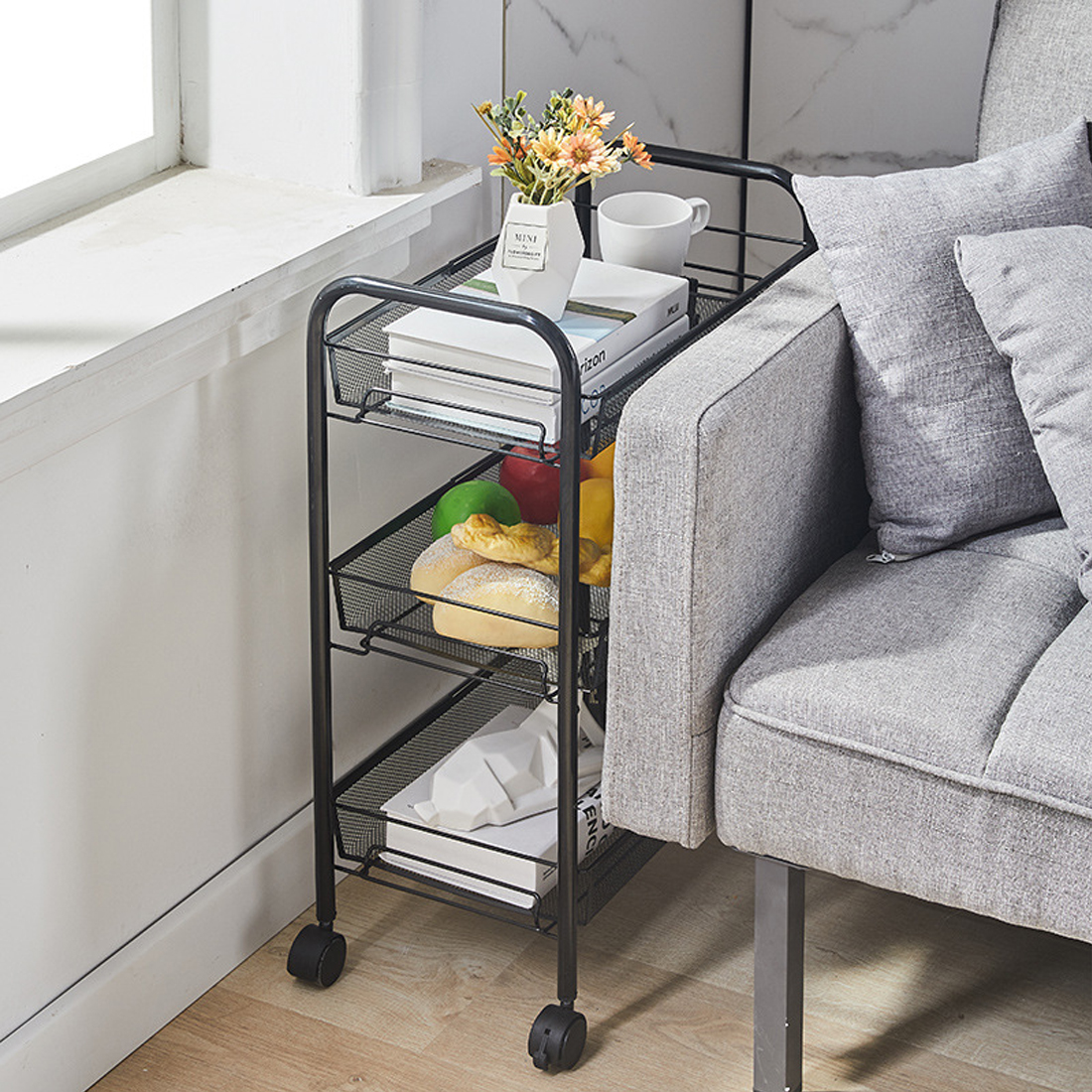 UK NEW 3 Tier Storage Trolley Cart On Wheels Kitchen Bathroom Laundry Narrow — image 10